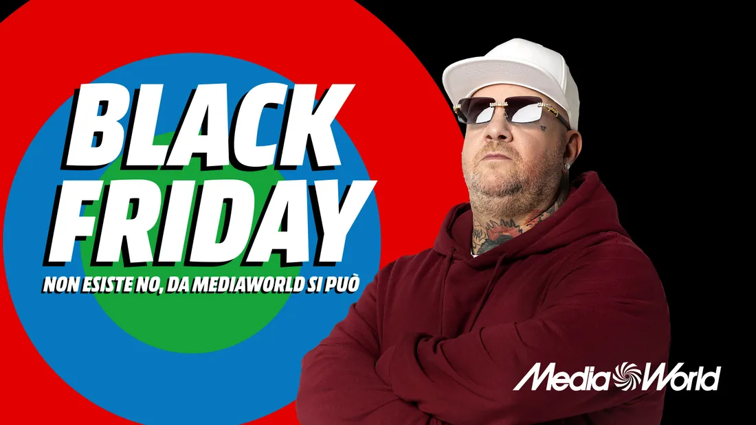 A MediaWorld Black Friday campaign display.