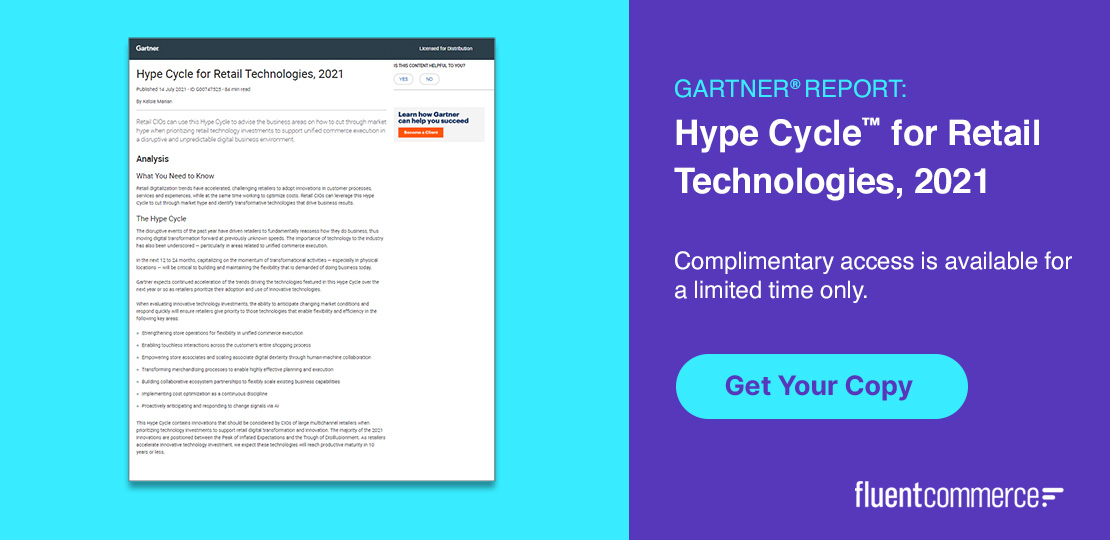 Gartner Report Hype Cycle for Retail Technologies, 2021