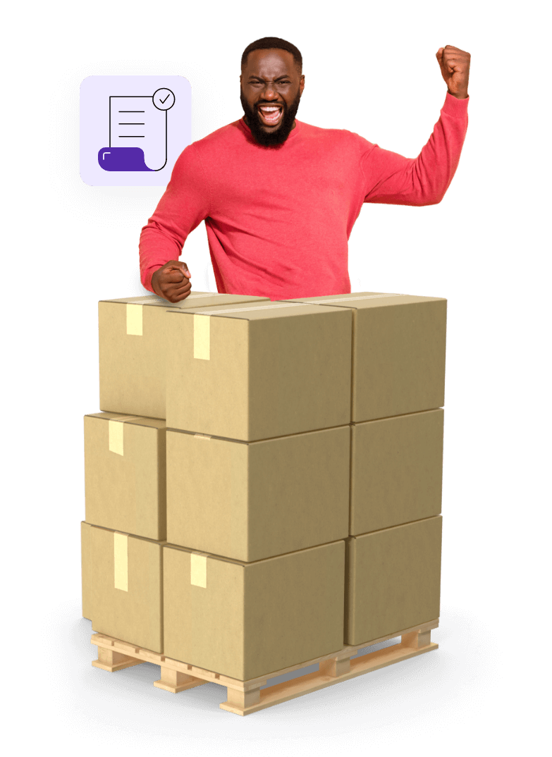 man and shipping boxes