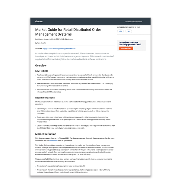 cover of Market Guide for Retail Distributed Order Management Systems