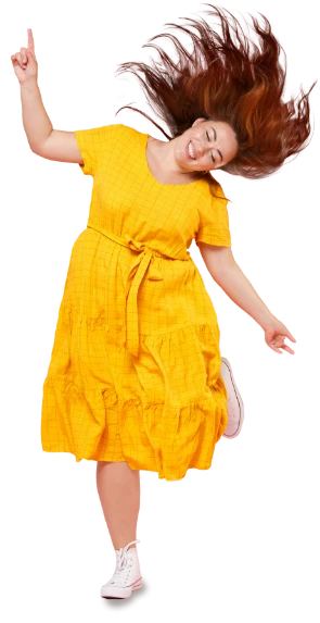 woman in yellow dress dancing